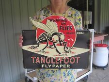 Antique Vintage Old Style Steel Fly Killer Advertising Sign TangleFoot Fly Paper picture