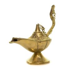 Vintage Solid Brass Ornate Small Aladdin Lamp For Oil or Incense Burning Aladin picture