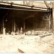1900s Independence, IA 1st St. Bridge Workers Real Photo Wapsi Downtown Main 5G picture