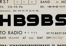 Vintage QSL Radio  Postcard   HB9BS    SCHAUENBURGERSTRASSE 1947   UNPOSTED picture