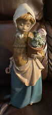 LLADRO 13508 Girl with Geranium Retired Mint Gres Finish No Box Rare picture