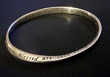 Sterling Silver Twisted Bangle Hail Mary Prayer Catholic Religious Bracelet 19gr picture