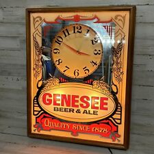 Genesee Beer and Ale Illuminated Clock Wall Mirror Glass 1987  picture