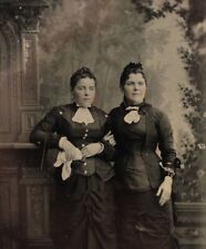 C.1880s Tintype 2 Beautiful Curvaceous Women W Victorian Dress Tinted Cheeks T68 picture