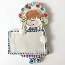 Gensini Ceramiche Art Pottery Wall Door Plaque Italy Name Sign Girl Flowers Vtg picture