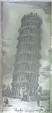 Silver Plaque Pisa - La Torre Leaning Tower of Pisa c1950's Incisione su argento picture