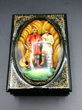 Russian Small Rectangular Lacquer Box, Handpainted & Signed, 2 3/4