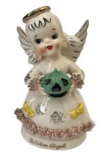 Vtg BETSON'S Made in Japan October Angel Green Pumpkin Halloween Hand Painted picture