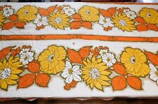 Vtg 1970s Bold Floral Orange Yellow Gold MOD Curtain Home Decor Fabric BTY picture