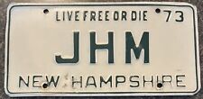 1973 New Hampshire Personalized Vanity License Plate  “JHM” Jim Gym Initials picture