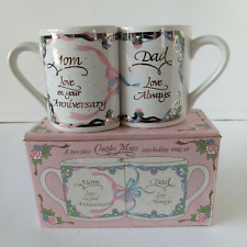 Papel Boxed Giftware Set Interlocking Couples Mug Mom 8oz Dad 10oz Anniversary  picture