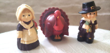 Vintage set of 3 Hallmark Merry Miniatures Thanksgiving Pilgrim Couple & Turkey picture