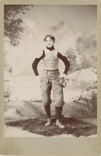 FOOTBALL CABINET CARD PHOTO Young Man w/Quilted pants,Vest,Head Harness Helmet picture