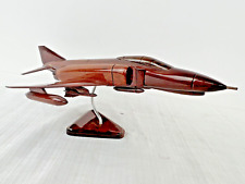 F4 Phantom Jet Fighter Wooden Mahogany Wood Model Airplane Desktop On Stand Gift picture