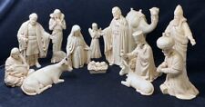 Vintage Hand Painted Ceramic Bisque 14 Piece Nativity Set picture