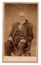 ANTIQUE CDV C. 1880s JOHN E. LEWIS OLD BEARDED MAN CIVIL WAR ERA TRUMANSBURGH NY picture