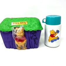 Vintage Disney Winnie The Pooh House Lunch Box & Thermo Autograph Roo Voice picture
