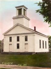 RPPC PLYMOUTH VERMONT CHURCH HAND COLORED UNPOSTED AZO STAMP BOX 1920's-1940's picture