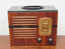 1940 EMERSON Tube Radio Model 296 Works wood case with black accents picture