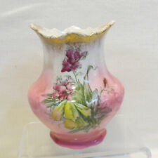 RARE Antique Homer Laughlin White Brush Jar Vase Gold Spray & Irises MINGO c1902 picture