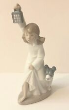 Vintage Nao Lladro Who's There? Girl With Dog Porcelain Figurine picture