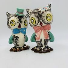 VTg OWL SALT AND PEPPER SHAKERS Anthropomorphic Rhinestone Norcrest Japan Kitsch picture