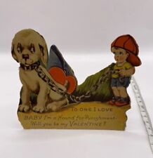 Antique Kitsch Valentine Card Standee Vtg Dog 1920s Funny German picture
