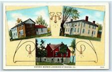 NAUVOO, IL Illinois ~ 3 Historic MORMON LANDMARDS c1930s Linen Postcard picture