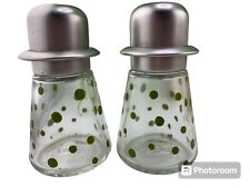 Vintage IKEA Green Polka Dot Glass Salt & Pepper Shakers  picture