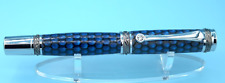 Honeycomb  Blue Majestic Rollerball Pen in Chrome & Gun Metal picture