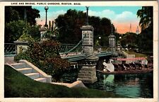 1934 Lake & Bridge Public Garden Boston Massachusetts MA Antique Postcard  picture