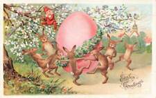 c1910 Fantasy Elf Flute Rabbits Dancing Humanized Anthropomorphic Easter P408 picture