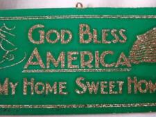 Vintage GOD BLESS AMERICA ~ MY HOME SWEET HOME Cardboard Sign, Applied Mica picture
