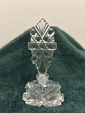 Antique Vintage CZECH Intricately Cut Glass Perfume Bottle With Stopper picture