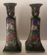 VTG Pair of Chinoiserie Chinese Floral Porcelain Candle Stick Holders picture