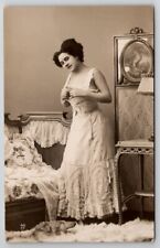 RPPC Edwardian Boudoir Risque Beauty Lingerie Corset Petticoat Postcard S21 picture