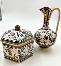 Vintage Berardos Portugal SEC XVII Hand Painted Box With Lid And Ewer- Signed picture