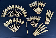 Vintage New Camellia Gold Tone Floral Stainless Steel Flatware 46 Pcs - EXC picture