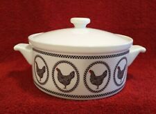 Vintage Dept 56 FRENCH HENS Checkered Casserole Serving Dish with Lid picture