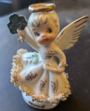 Vintage NAPCO March Birthday ANGEL St. Patrick's Shamrock 1950S FIGURINE, A4307 picture