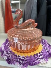 Vintage Pink Glass Swan Trinket Ring Dish 5