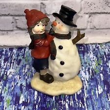 Girl Hugging Snowman 5” Figure Greenbrier International Snow Winter Christmas picture