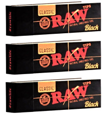 3x Raw Black Tips Raw Natural Rolling Paper Filter Tips 50 Count USA SHIPPED picture