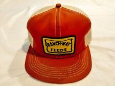 Vintage Ranch Way Feeds Snapback Trucker Hat Patch Mesh K-PRODUCTS Farm Seed Red picture