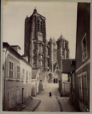 France, Bourges, vintage albumen man with his back in front of Saint-Étienne Cathedral picture