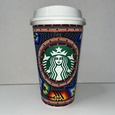 Custom Hand Beaded Starbucks Mexican Folk Art Floral Aztec Statement Decor 16oz picture