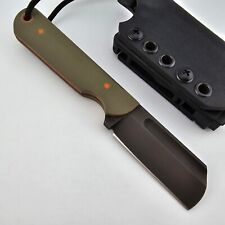 Joey Roman Knives EDC Cleaver Fixed Blade Knife Green G10 Chisel Ground Cleaver picture