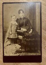 Antique Cabinet Card. One Woman And Child In Victorian Dress picture