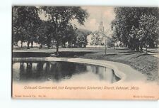 Old Postcard of Cohassed Common and first Congregational Church Cohasset MA picture