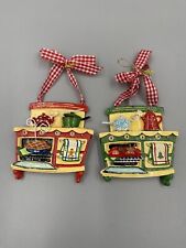 Set Of 2 Christmas Ornaments - Stove W/ Baking & Tea Kettles 3-D Design picture